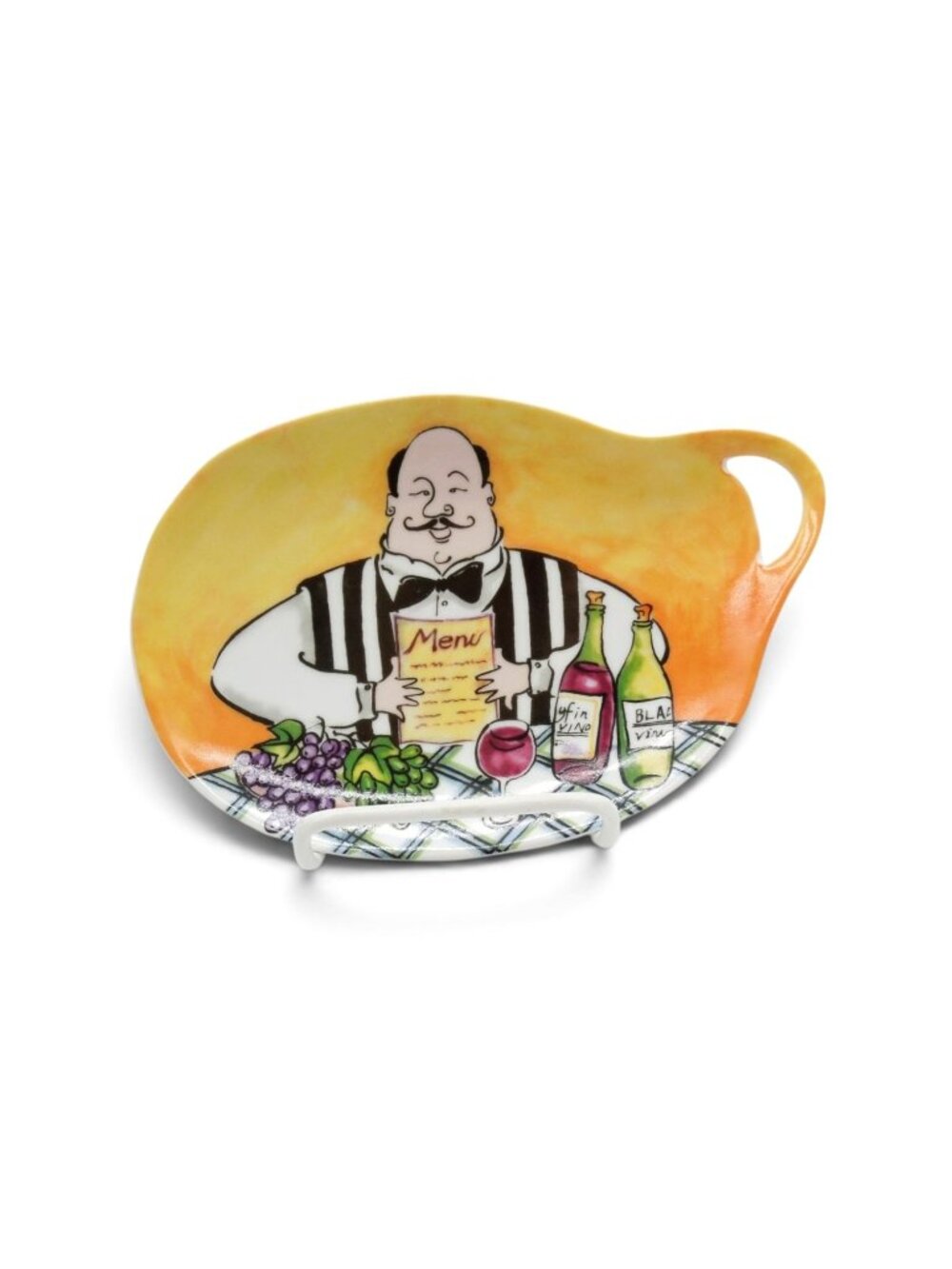 Casa Elite Wine Cheese Plate Chef Design Serving Dish With Handle 8.25"